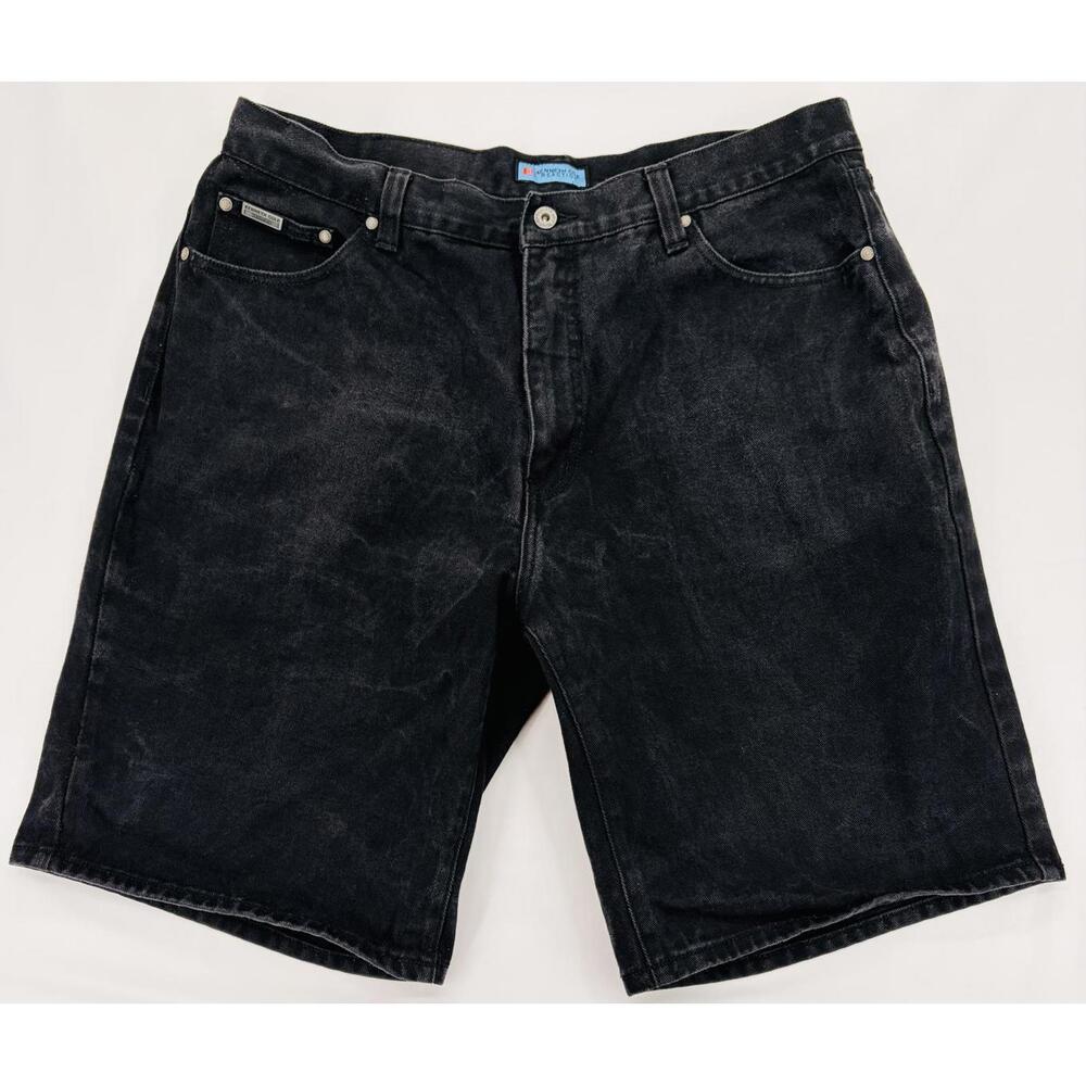 Kenneth Cole Reaction‎ Men's Black Denim Shorts Relaxed Fit Waist 38 in. Casual